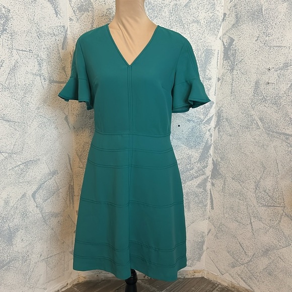Banana Republic Teal Flutter Sleeve Dress size 4 - Picture 1 of 10